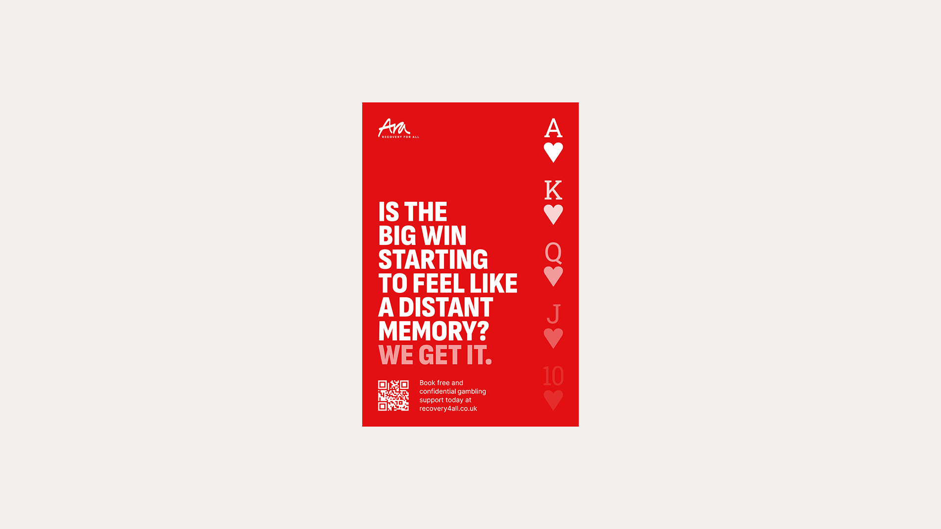 GIF showing all the variation size and design of posters made for the Ara campaign to promote help for gambling addiction
